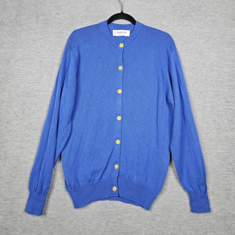 Johnstons Of Elgin Blue 100% Cashmere Golden Button Cardigan 40" 102cm